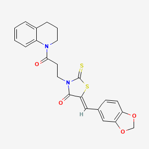 molecular formula C23H20N2O4S2 B3751006 5-(1,3-benzodioxol-5-ylmethylene)-3-[3-(3,4-dihydro-1(2H)-quinolinyl)-3-oxopropyl]-2-thioxo-1,3-thiazolidin-4-one 
