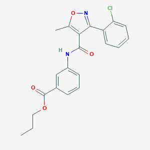 molecular formula C21H19ClN2O4 B375103 Propyl 3-{[3-(2-chlorophenyl)-5-methylisoxazol-4-yl]carbonylamino}benzoate CAS No. 383895-22-5