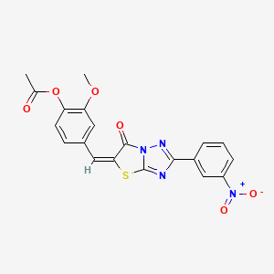 molecular formula C20H14N4O6S B3751063 2-methoxy-4-{[2-(3-nitrophenyl)-6-oxo[1,3]thiazolo[3,2-b][1,2,4]triazol-5(6H)-ylidene]methyl}phenyl acetate 