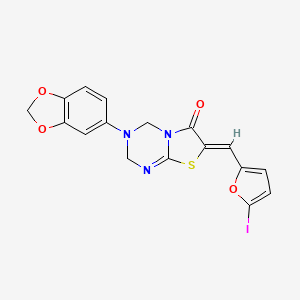 molecular formula C17H12IN3O4S B3751069 3-(1,3-benzodioxol-5-yl)-7-[(5-iodo-2-furyl)methylene]-3,4-dihydro-2H-[1,3]thiazolo[3,2-a][1,3,5]triazin-6(7H)-one 