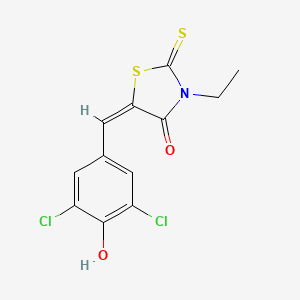 molecular formula C12H9Cl2NO2S2 B3751114 5-(3,5-dichloro-4-hydroxybenzylidene)-3-ethyl-2-thioxo-1,3-thiazolidin-4-one 