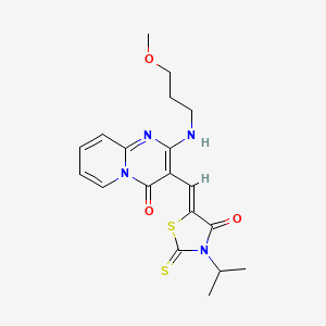 molecular formula C19H22N4O3S2 B3751126 3-[(3-isopropyl-4-oxo-2-thioxo-1,3-thiazolidin-5-ylidene)methyl]-2-[(3-methoxypropyl)amino]-4H-pyrido[1,2-a]pyrimidin-4-one 