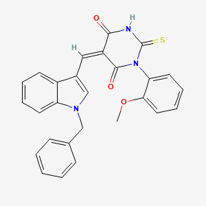 molecular formula C27H21N3O3S B3751129 5-[(1-benzyl-1H-indol-3-yl)methylene]-1-(2-methoxyphenyl)-2-thioxodihydro-4,6(1H,5H)-pyrimidinedione 