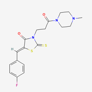 molecular formula C18H20FN3O2S2 B3751154 5-(4-fluorobenzylidene)-3-[3-(4-methyl-1-piperazinyl)-3-oxopropyl]-2-thioxo-1,3-thiazolidin-4-one 