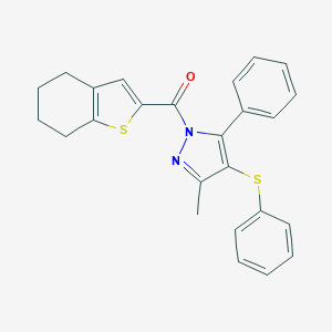 (3-methyl-5-phenyl-4-(phenylthio)-1H-pyrazol-1-yl)(4,5,6,7-tetrahydrobenzo[b]thiophen-2-yl)methanone