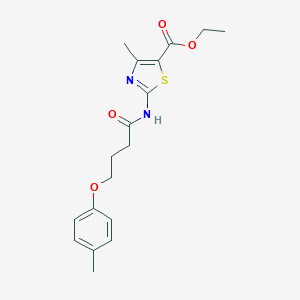 molecular formula C18H22N2O4S B375119 Ethyl 4-methyl-2-[4-(4-methylphenoxy)butanoylamino]-1,3-thiazole-5-carboxylate CAS No. 383899-27-2