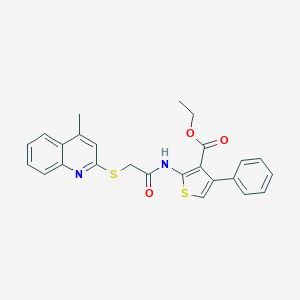 molecular formula C25H22N2O3S2 B375125 Ethyl 2-({[(4-methylquinolin-2-yl)sulfanyl]acetyl}amino)-4-phenylthiophene-3-carboxylate CAS No. 379249-62-4