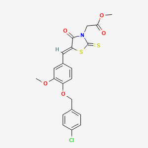 molecular formula C21H18ClNO5S2 B3751273 methyl (5-{4-[(4-chlorobenzyl)oxy]-3-methoxybenzylidene}-4-oxo-2-thioxo-1,3-thiazolidin-3-yl)acetate 