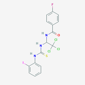 molecular formula C16H12Cl3FIN3OS B375132 4-fluoro-N-(2,2,2-trichloro-1-{[(2-iodoanilino)carbothioyl]amino}ethyl)benzamide 