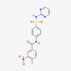 molecular formula C18H15N5O5S B3751338 4-methyl-3-nitro-N-{4-[(2-pyrimidinylamino)sulfonyl]phenyl}benzamide 