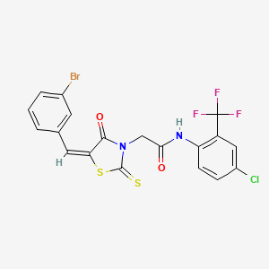 molecular formula C19H11BrClF3N2O2S2 B3751382 2-[5-(3-bromobenzylidene)-4-oxo-2-thioxo-1,3-thiazolidin-3-yl]-N-[4-chloro-2-(trifluoromethyl)phenyl]acetamide 