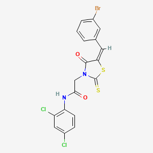 molecular formula C18H11BrCl2N2O2S2 B3751384 2-[5-(3-bromobenzylidene)-4-oxo-2-thioxo-1,3-thiazolidin-3-yl]-N-(2,4-dichlorophenyl)acetamide 