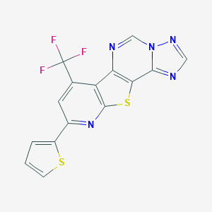 molecular formula C15H6F3N5S2 B375140 9-(2-Thienyl)-7-(trifluoromethyl)pyrido[3',2':4,5]thieno[2,3-e][1,2,4]triazolo[1,5-c]pyrimidine 