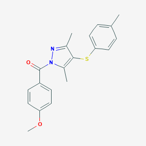 molecular formula C20H20N2O2S B375148 1-(4-methoxybenzoyl)-3,5-dimethyl-4-[(4-methylphenyl)thio]-1H-pyrazole 