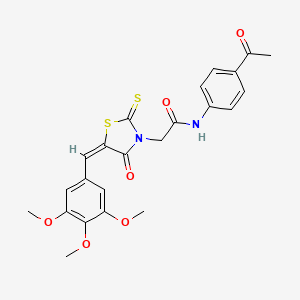 molecular formula C23H22N2O6S2 B3751484 N-(4-acetylphenyl)-2-[4-oxo-2-thioxo-5-(3,4,5-trimethoxybenzylidene)-1,3-thiazolidin-3-yl]acetamide 