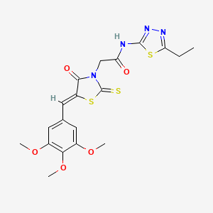 molecular formula C19H20N4O5S3 B3751504 N-(5-ethyl-1,3,4-thiadiazol-2-yl)-2-[4-oxo-2-thioxo-5-(3,4,5-trimethoxybenzylidene)-1,3-thiazolidin-3-yl]acetamide 