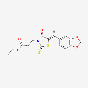 ethyl 3-[5-(1,3-benzodioxol-5-ylmethylene)-4-oxo-2-thioxo-1,3-thiazolidin-3-yl]propanoate