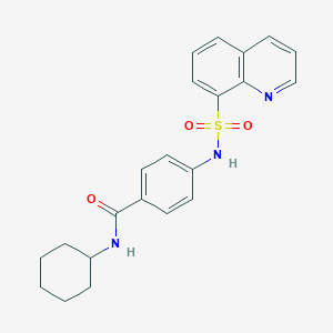 molecular formula C22H23N3O3S B375152 N-cyclohexyl-4-[(8-quinolinylsulfonyl)amino]benzamide 