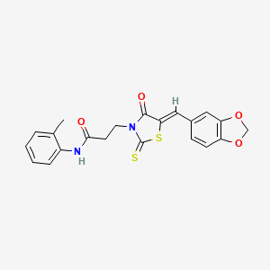 3-[5-(1,3-benzodioxol-5-ylmethylene)-4-oxo-2-thioxo-1,3-thiazolidin-3-yl]-N-(2-methylphenyl)propanamide