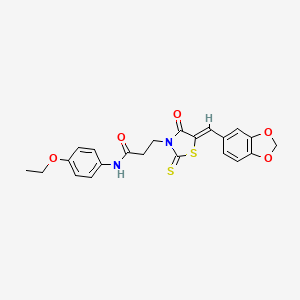 3-[5-(1,3-benzodioxol-5-ylmethylene)-4-oxo-2-thioxo-1,3-thiazolidin-3-yl]-N-(4-ethoxyphenyl)propanamide