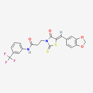 3-[5-(1,3-benzodioxol-5-ylmethylene)-4-oxo-2-thioxo-1,3-thiazolidin-3-yl]-N-[3-(trifluoromethyl)phenyl]propanamide