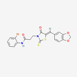 3-[5-(1,3-benzodioxol-5-ylmethylene)-4-oxo-2-thioxo-1,3-thiazolidin-3-yl]-N-(2-bromophenyl)propanamide