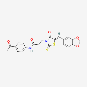 N-(4-acetylphenyl)-3-[5-(1,3-benzodioxol-5-ylmethylene)-4-oxo-2-thioxo-1,3-thiazolidin-3-yl]propanamide