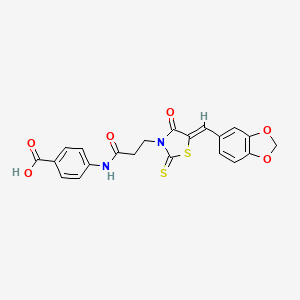 4-({3-[5-(1,3-benzodioxol-5-ylmethylene)-4-oxo-2-thioxo-1,3-thiazolidin-3-yl]propanoyl}amino)benzoic acid