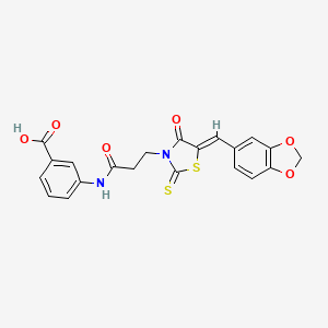 3-{3-[(5Z)-5-[(2H-1,3-BENZODIOXOL-5-YL)METHYLIDENE]-4-OXO-2-SULFANYLIDENE-1,3-THIAZOLIDIN-3-YL]PROPANAMIDO}BENZOIC ACID