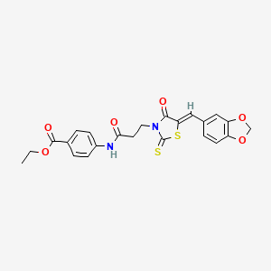 ethyl 4-({3-[5-(1,3-benzodioxol-5-ylmethylene)-4-oxo-2-thioxo-1,3-thiazolidin-3-yl]propanoyl}amino)benzoate