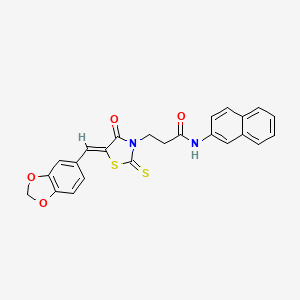 molecular formula C24H18N2O4S2 B3751583 3-[5-(1,3-benzodioxol-5-ylmethylene)-4-oxo-2-thioxo-1,3-thiazolidin-3-yl]-N-2-naphthylpropanamide 