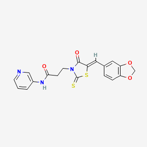 3-[5-(1,3-benzodioxol-5-ylmethylene)-4-oxo-2-thioxo-1,3-thiazolidin-3-yl]-N-3-pyridinylpropanamide