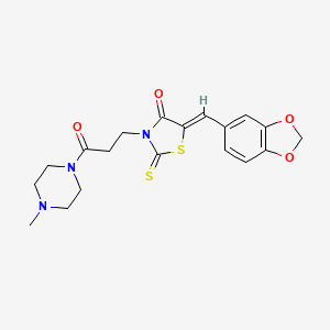 molecular formula C19H21N3O4S2 B3751599 5-(1,3-benzodioxol-5-ylmethylene)-3-[3-(4-methyl-1-piperazinyl)-3-oxopropyl]-2-thioxo-1,3-thiazolidin-4-one 