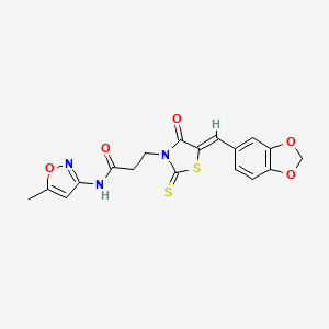 3-[5-(1,3-benzodioxol-5-ylmethylene)-4-oxo-2-thioxo-1,3-thiazolidin-3-yl]-N-(5-methyl-3-isoxazolyl)propanamide