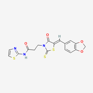 3-[5-(1,3-benzodioxol-5-ylmethylene)-4-oxo-2-thioxo-1,3-thiazolidin-3-yl]-N-1,3-thiazol-2-ylpropanamide