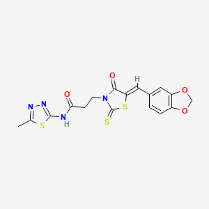 3-[5-(1,3-benzodioxol-5-ylmethylene)-4-oxo-2-thioxo-1,3-thiazolidin-3-yl]-N-(5-methyl-1,3,4-thiadiazol-2-yl)propanamide