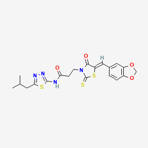 molecular formula C20H20N4O4S3 B3751636 3-[5-(1,3-benzodioxol-5-ylmethylene)-4-oxo-2-thioxo-1,3-thiazolidin-3-yl]-N-(5-isobutyl-1,3,4-thiadiazol-2-yl)propanamide 