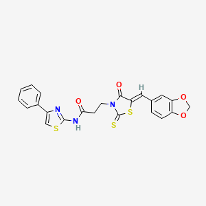 3-[5-(1,3-benzodioxol-5-ylmethylene)-4-oxo-2-thioxo-1,3-thiazolidin-3-yl]-N-(4-phenyl-1,3-thiazol-2-yl)propanamide