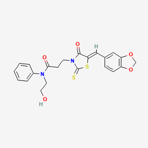 3-[5-(1,3-benzodioxol-5-ylmethylene)-4-oxo-2-thioxo-1,3-thiazolidin-3-yl]-N-(2-hydroxyethyl)-N-phenylpropanamide