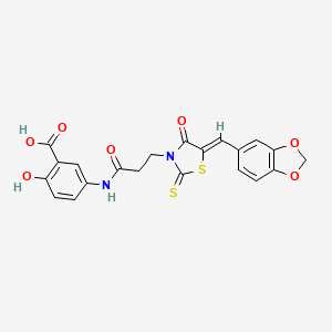 5-({3-[5-(1,3-benzodioxol-5-ylmethylene)-4-oxo-2-thioxo-1,3-thiazolidin-3-yl]propanoyl}amino)-2-hydroxybenzoic acid