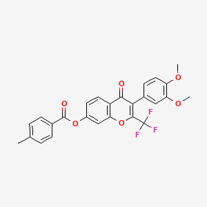 3-(3,4-dimethoxyphenyl)-4-oxo-2-(trifluoromethyl)-4H-chromen-7-yl 4-methylbenzoate