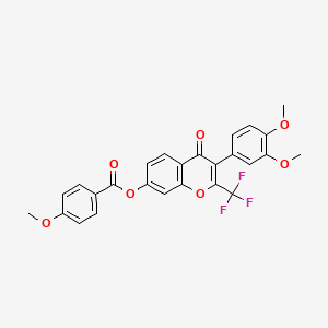 3-(3,4-dimethoxyphenyl)-4-oxo-2-(trifluoromethyl)-4H-chromen-7-yl 4-methoxybenzoate