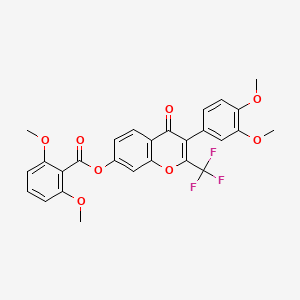 molecular formula C27H21F3O8 B3751689 3-(3,4-dimethoxyphenyl)-4-oxo-2-(trifluoromethyl)-4H-chromen-7-yl 2,6-dimethoxybenzoate 