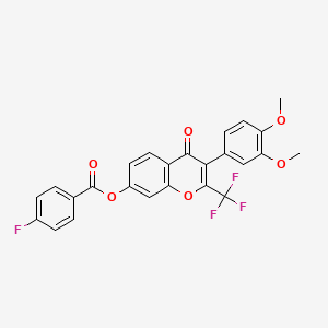 molecular formula C25H16F4O6 B3751691 3-(3,4-dimethoxyphenyl)-4-oxo-2-(trifluoromethyl)-4H-chromen-7-yl 4-fluorobenzoate 