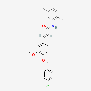 molecular formula C25H24ClNO3 B3751771 3-{4-[(4-chlorobenzyl)oxy]-3-methoxyphenyl}-N-(2,5-dimethylphenyl)acrylamide 