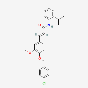 molecular formula C26H26ClNO3 B3751783 3-{4-[(4-chlorobenzyl)oxy]-3-methoxyphenyl}-N-(2-isopropylphenyl)acrylamide 