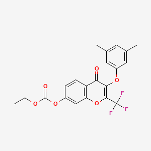 molecular formula C21H17F3O6 B3751924 3-(3,5-dimethylphenoxy)-4-oxo-2-(trifluoromethyl)-4H-chromen-7-yl ethyl carbonate 