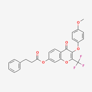 molecular formula C26H19F3O6 B3751968 3-(4-methoxyphenoxy)-4-oxo-2-(trifluoromethyl)-4H-chromen-7-yl 3-phenylpropanoate 