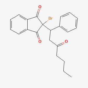 2-Bromo-2-(3-oxo-1-phenylheptyl)indene-1,3-dione