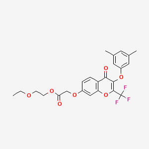 molecular formula C24H23F3O7 B3752148 2-ethoxyethyl {[3-(3,5-dimethylphenoxy)-4-oxo-2-(trifluoromethyl)-4H-chromen-7-yl]oxy}acetate 